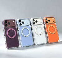 JOYPORODO B542 Étui de téléphone de luxe avec support magnétique rotatif pour iPhone 18 17 Pro Max, coque transparente antichoc