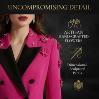 Ensemble de 2 pièces pour femmes, blazer structuré anti-rides avec broderie florale 3D, jupe midi, fabrication OEM ODM