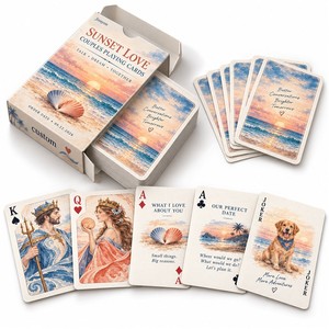 Cartas de Juego Personalizadas Ecológicas y Reciclables con Diseño de Atardecer Costero para Parejas, Interacción Romántica, Preguntas para Conversar, Citas - Product Image 2