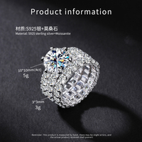 Bague de luxe en argent S925 avec moissanite 4 carats, ensemble de 3 bagues empilables pour femme, alliance ou bagues de fiançailles en moissanite