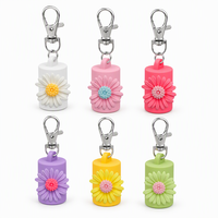 Porte-clés fleur en silicone écologique mignon, marguerites 3D avec fermoir argenté, breloque souple pour sac, cadeau pour enfants