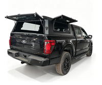 ZST Hard Top en aluminium noir mat pour pick-up, avec fenêtres à ouverture double face, éclairage LED sur le toit et auvent verrouillable