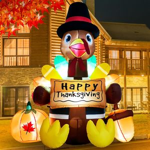 Pavo Inflable de 6 Pies para Acción de Gracias con Sombrero de Peregrino y Luz LED para Decoración de Jardín Exterior en la Fiesta de Otoño - Product Image 1