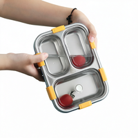 Boîte à lunch isotherme en acier inoxydable 304 à 3 compartiments, anti-fuite, sans BPA, vente en gros, très populaire en Inde