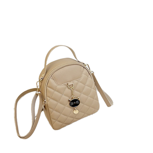 New <b>Small</b> PU Diamond Lattice Large Capacity Waterproof <b>Backpack</b> & Crossbody Bag with Adjustable Strap <b>for</b> <b>Women</b> - Product Image 1