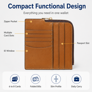 Funda para Pasaporte de Cuero PU Marrón, Juego de Etiquetas para Equipaje, Bolsillo para Tarjeta de Embarque, Bloqueo RFID, Ranura para Boletos, Cierre Magnético, Personalizable - Product Image 2