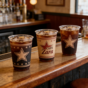 Gobelet en plastique PET transparent avec logo personnalisé imprimé, 8 oz, 12 oz, 16 oz, 20 oz, 24 oz, pour café froid, smoothie, latte glacé à emporter, café à emporter - Product Image 1