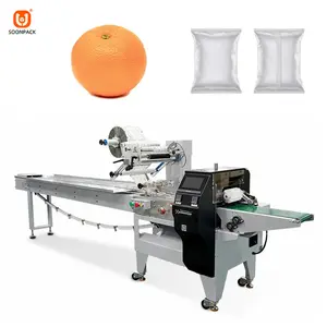 Mesin pengemas otomatis apel jeruk lemon tas bantal buah segar mesin kemasan film plastik oranye