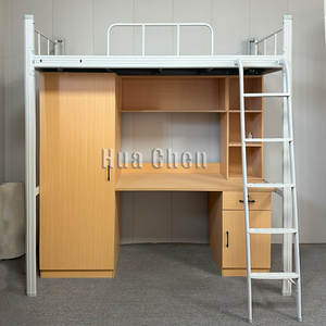 Спальня железная сталь шкаф для одежды дешевая лестница для мальчиков хранение цена металлическая девочка Подростковая детская двухъярусная кровать с письменным столом - Product Image 4