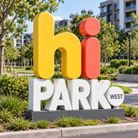 Enseigne lumineuse LED 3D personnalisée en acier inoxydable, sculpture décorative étanche pour publicité extérieure d'entreprises, centres commerciaux et parcs