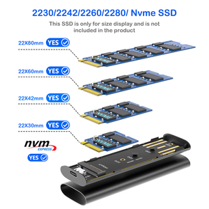 Boîtier SSD M.2 en aluminium avec adaptateur <span class=keywords><strong>USB</strong></span> Type C <span class=keywords><strong>NVMe</strong></span>, compatible avec les clés M et B&M - Product Image 3