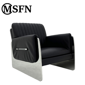 Msfn मूल डिजाइन ब्लेड अवकाश कुर्सी स्टेनलेस स्टील फ्रेम काले अल्ट्रा फाइबर चमड़े के लिए काले अल्ट्रा फाइबर चमड़े के एक्रिलिक उच्चारण - Product Image 3