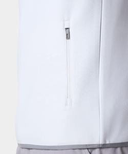 <b>Men's</b> <b>White</b> Sleeveless Stand Collar <b>Vest</b> With Zipper Front Logo Casual Outer Wear Spring Breathable Polyester - Product Image 4
