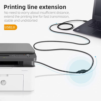Câble d'extension USB 2.0 tressé à montage sur panneau 0,3 m, PVC, charge rapide 3A, options de longueur multiples personnalisées pour ordinateur et imprimante
