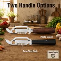 Groenteschiller Roestvrijstalen aardappelschiller Julienne-snijder Fruitschiller Multifunctioneel voedselgereedschap Comfortabel houten handvat