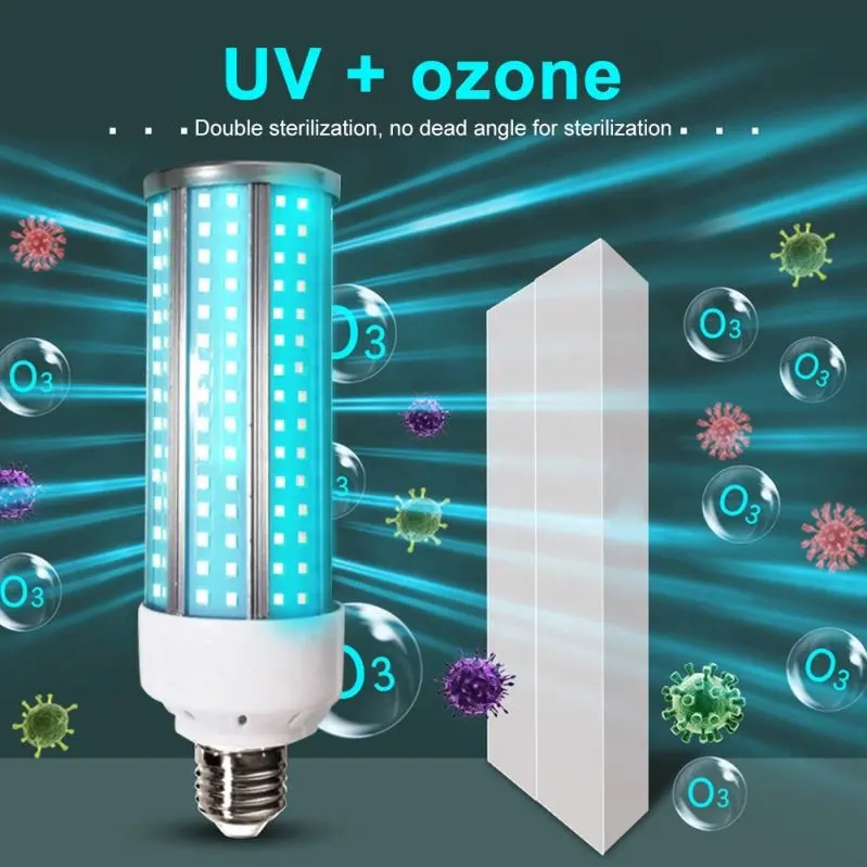 2020 أحدث 60 واط UV مصباح مبيد للجراثيم E26/E27 LED UVC ضوء لمبة مع البعيد مؤقت تحكم عن بُعد الأوزون الحرة