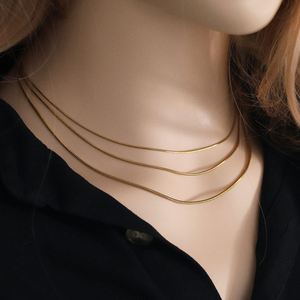 Herringbone <b>Silver</b> <b>Choker</b> Simple Pendant Mother Necklace 14K for Women Yiwu Stainless Steel Jewelry - Product Image 2