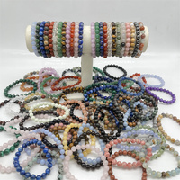 Vente en gros 8mm de pierre ronde de cristal de pierres précieuses de cristal de perle Bracelet élastique de bijoux Chakras Bracelets pour des cadeaux