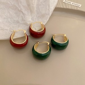 <b>Red</b> and Green Dripping Oil Colorful <b>Earrings</b> Thick Gold Hoop <b>Earrings</b> Fashion Jewelry <b>Earrings</b> for Women - Product Image 3