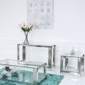 <span class=keywords><strong>Table</strong></span> <span class=keywords><strong>basse</strong></span> moderne en acier inoxydable chromé argenté avec plateau en <span class=keywords><strong>verre</strong></span>, <span class=keywords><strong>table</strong></span> centrale, <span class=keywords><strong>table</strong></span> à thé pour le salon - Product Image 3