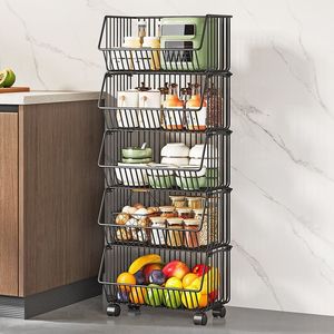 Chariot de rangement de <span class=keywords><strong>cuisine</strong></span> multi-niveaux en acier au carbone, panier de rangement multifonctionnel coulissant avec roulettes pour l'organisation de la <span class=keywords><strong>cuisine</strong></span> - Product Image 2