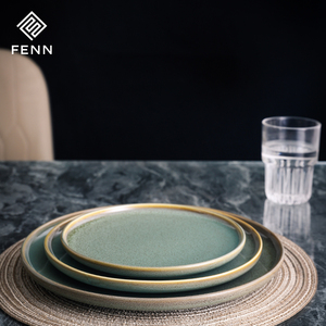 Platos Principales de Porcelana Verde Brillante para <span class=keywords><strong>Restaurante</strong></span>, Plato de Comedor de Cerámica, Fábrica FENN, para Bodas y Hoteles - Product Image 2