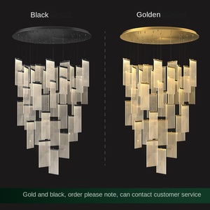Jacksun vuông Slice thiết kế Acrylic Led vàng đèn biệt thự khách sạn cầu thang Đèn chùm trang trí treo ánh sáng mặt dây chuyền - Product Image 4