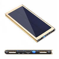 10000mah Ultra-Mince Banque D'alimentation Solaire Grande Capacité LED Chargeur Solaire Externe Voyage-friendly Smartphone Chargeur Micro USB