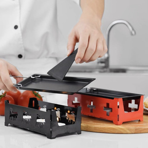 Ensemble de <span class=keywords><strong>raclette</strong></span> et de grillades en acier au carbone pour la cuisine à domicile avec revêtement antiadhésif en PTFE, plateau de cuisson rotatif et ensemble de cuisinière, manche en bois - Product Image 5