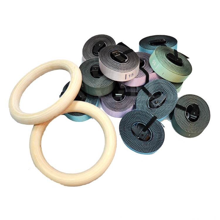 Высококачественные деревянные кольца для силовых тренировок, карабины, гимнастические кольца