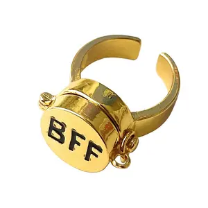New Fashion Adjustable Gold Plated Anime Cute Forever Best Friend Opening Spongebob BFF Ring