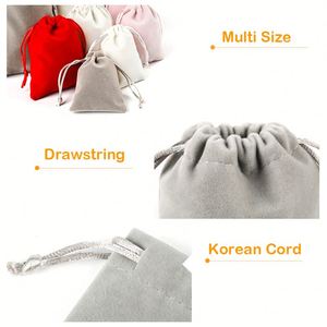 Bolsa de Terciopelo Personalizada con Cordón, Color Blanco, Rosa, Rojo y Gris, para Maquillaje, Cosméticos, Regalos, Joyería, Embalaje, con Logotipo Personalizado OEM al por Mayor - Product Image 6