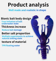 7cm 5 pièces/sac appâts artificiels basse attirail flottant doux leurre de pêche homard en plastique écrevisses appât souple appâts crevettes leurres