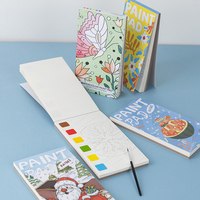 Ensemble de livre de peinture aquarelle de mini poche Graffiti portable personnalisé bloc de peinture aquarelle avec porte-plume pour enfants