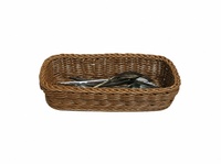 Multifunctionele handgeweven ecologische PP rotan bestekmand voor vork mes, wasbaar, kleine maat voor restaurant catering
