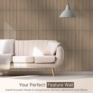 แผ่นผนังไม้โอ๊คสีดำธรรมชาติแบบเส้นตรง พร้อมคุณสมบัติการดูดซับเสียง แผ่นไม้ตกแต่งผนังแบบเส้นตรงสำหรับบ้าน - Product Image 2