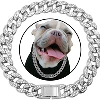 Collier pour animaux de compagnie de luxe style Hip Hop, chaîne en métal de 15 mm de large, collier pour chat en or avec diamants scintillants, collier pour chien à maillons cubains