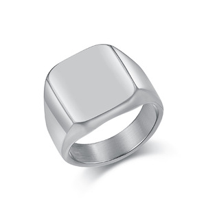 Men's Geometric Tungsten Steel <b>Ring</b> Gold Black Silver Square Signet Fashion Jewelry Gift - Product Image 5