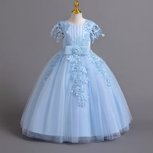 Haute qualité princesse décalcomanie élégante robe de fille en dentelle étincelante 3-15 ans pour les thèmes de mariage et de fête - Product Image 4