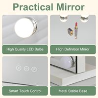 Grand miroir de maquillage rectangulaire à LED avec 15 ampoules, verre haute définition et cadre métallique, idéal pour les anniversaires et les mariages