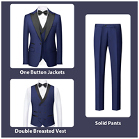 Setelan Jas Pria 3 Potong Slim Fit Motif Kotak-kotak Single Breasted Dua Kancing Jaket Rompi Celana Set Bisnis Kasual
