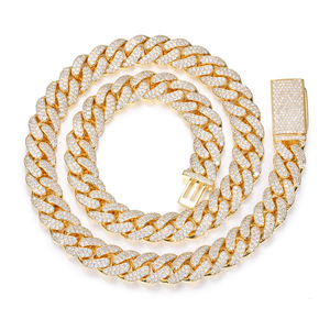 Bán Buôn Sang Trọng 12Mm 2-Row Zircon Cuba Liên Kết Chuỗi Vòng Cổ Hợp Thời Trang Đồng Đảng Trang Sức - Product Image 1