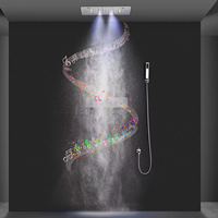 Ensemble de système de douche à affichage numérique froid et chaud noir au plafond