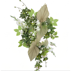 Luxury <b>Artificial</b> Flower <b>Bouquet</b> Decorative Wreaths and Swags White Rose Floral Wall Hanging Arrangement for Home Wedding Decor - Product Image 2