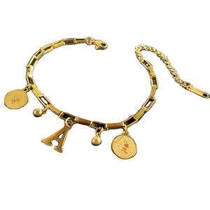 Pulsera Clásica con Letras A-Z, Pulsera de Cadena de Acero Inoxidable con 26 Iniciales para Mujer, Regalo de Joyería - Product Image 1