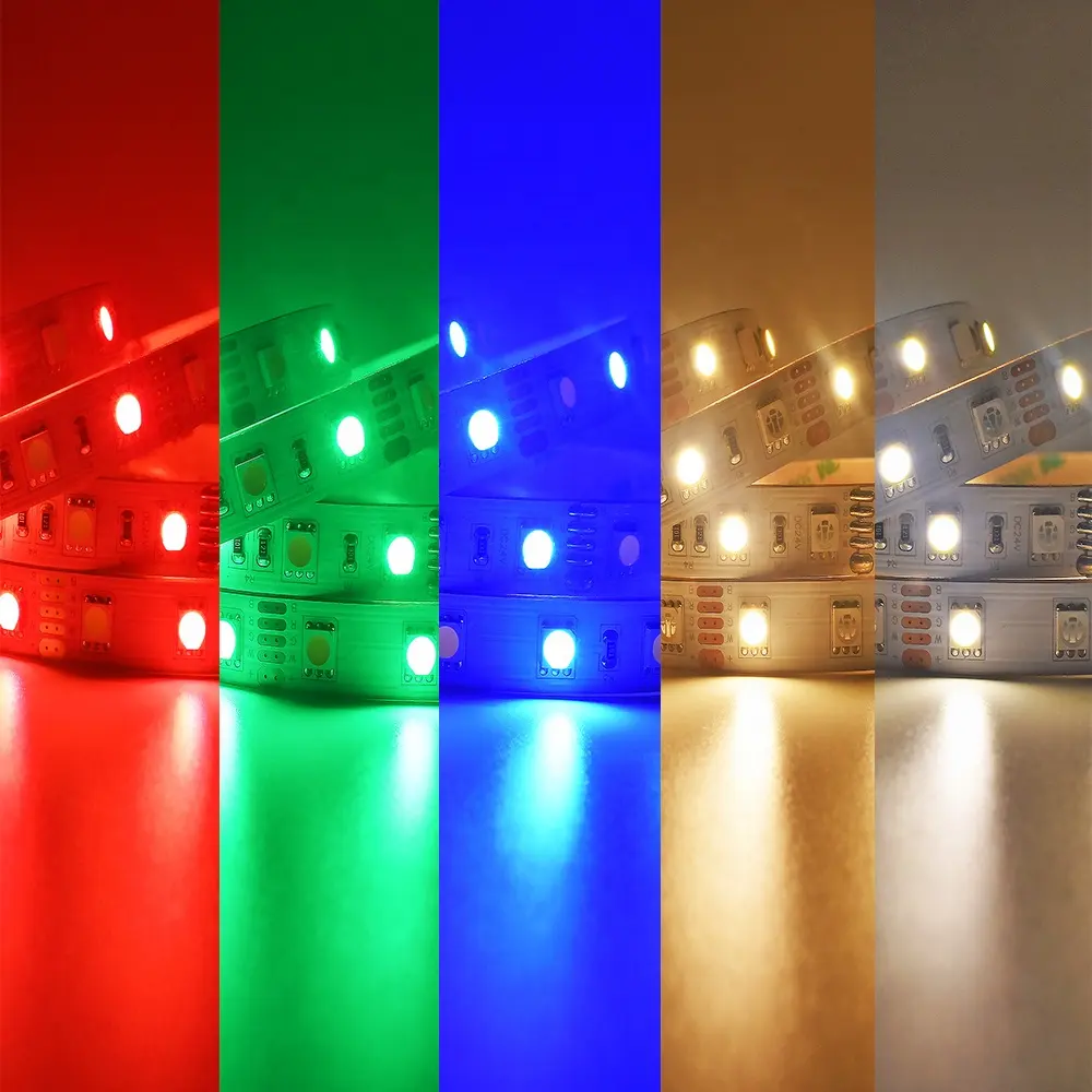 Özelleştirilmiş RGBWW SMD5050 LED şerit ışık DC24V 12W 60leds/m RGBCCT LED fikstür şerit ışık WIFI bluetooth denetleyici