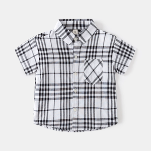 <span class=keywords><strong>Chemise</strong></span> à manches courtes pour garçon pour l'été, vêtements décontractés, <span class=keywords><strong>chemise</strong></span> à carreaux en pur coton pour enfants à manches courtes - Product Image 4