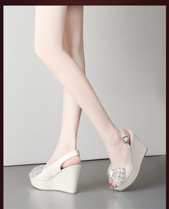 Women Summer Wedge Sandals New Rhinestone Platform Elegant Thick Sole Bow Roman Sandals - Product Image 6