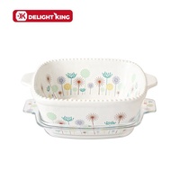 Casserole en verre borosilicate carrée avec couvercle, motif pissenlit, design moderne, écologique, sans revêtement, marque DK, 24 cm, toutes tailles