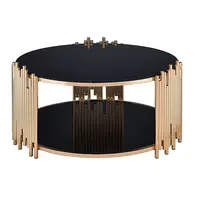 Tavolino da caffè in vetro di lusso nordico leggero tavolino da esterno creativo in metallo tavolino rotondo dorato e nero